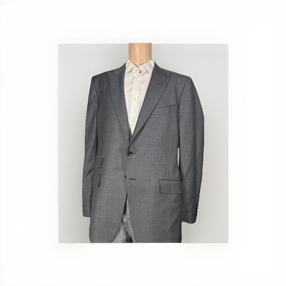 Tom Ford O’Conner Charcoal Gray Wool Peak Lapel Suit Jacket Peak Lapel 56/46 US - Picture 1 of 11